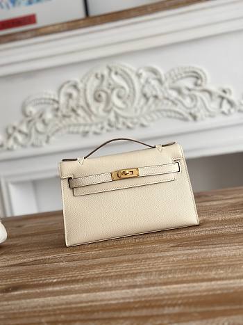 Kitlife Hermes Kelly Mini Bag Off-White Epsom Leather Gold Buckle 22cm