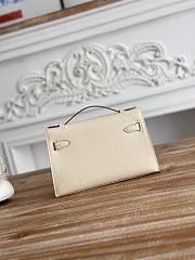 Kitlife Hermes Kelly Mini Bag Off-White Epsom Leather Silver Buckle 22cm - 6