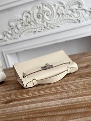 Kitlife Hermes Kelly Mini Bag Off-White Epsom Leather Silver Buckle 22cm - 5