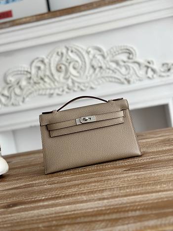 Kitlife Hermes Kelly Mini Bag Grey Epsom Leather Silver Buckle 22cm