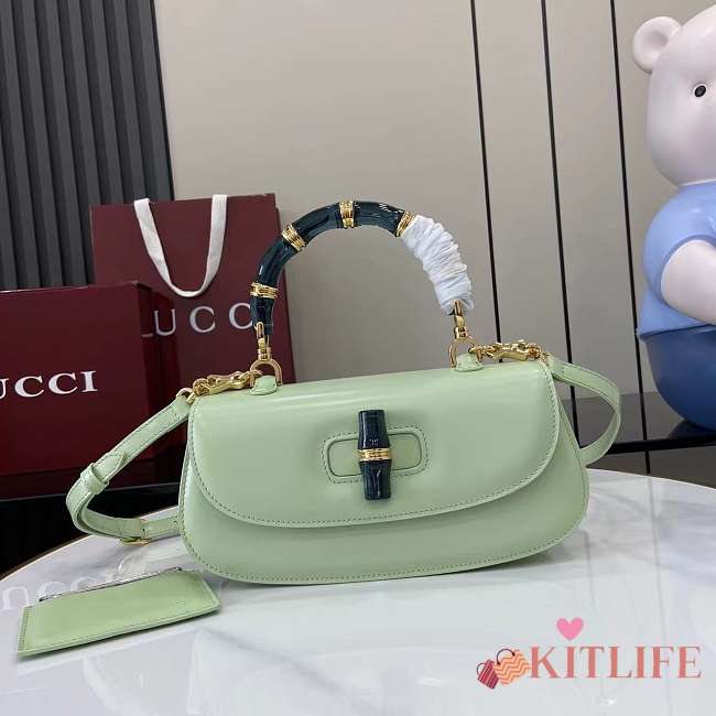 Kitlife Gucci Bamboo Diva Medium Bag Light Green 827750 26.6x13x8cm - 1