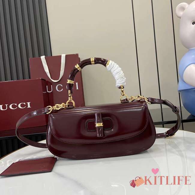 Kitlife Gucci Bamboo Diva Medium Bag Burgundy 827750 26.6x13x8cm - 1