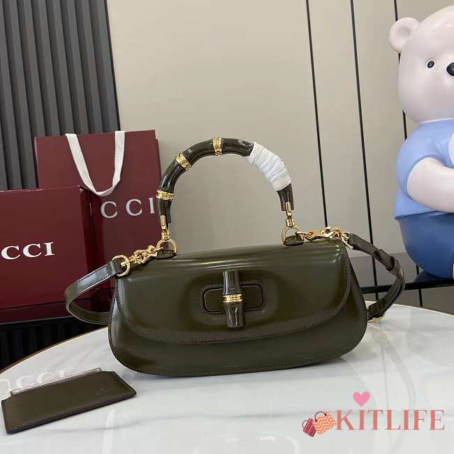 Kitlife Gucci Bamboo Diva Medium Bag Green Olive 827750 26.6x13x8cm - 1