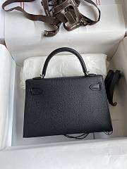 Kitlife Hermes Mini Kelly Chèvre Bag Black  Epsom Leather Silver Buckle 19cm - 4