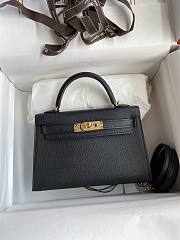 Kitlife Hermes Mini Kelly Chèvre Bag Black Epsom Leather Gold Buckle 19cm - 1