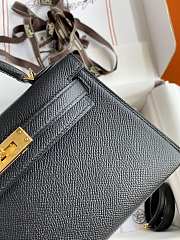 Kitlife Hermes Mini Kelly Chèvre Bag Black Epsom Leather Gold Buckle 19cm - 6
