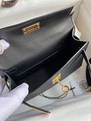 Kitlife Hermes Mini Kelly Chèvre Bag Black Epsom Leather Gold Buckle 19cm - 5