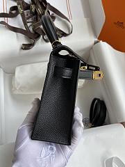 Kitlife Hermes Mini Kelly Chèvre Bag Black Epsom Leather Gold Buckle 19cm - 4