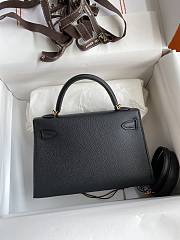 Kitlife Hermes Mini Kelly Chèvre Bag Black Epsom Leather Gold Buckle 19cm - 2