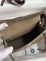 Kitlife Hermes Mini Kelly Chèvre Bag Grey Epsom Leather Silver Buckle 19cm - 6