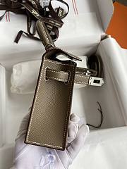 Kitlife Hermes Mini Kelly Chèvre Bag Grey Epsom Leather Silver Buckle 19cm - 5