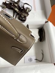 Kitlife Hermes Mini Kelly Chèvre Bag Grey Epsom Leather Silver Buckle 19cm - 3