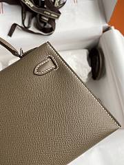 Kitlife Hermes Mini Kelly Chèvre Bag Grey Epsom Leather Silver Buckle 19cm - 2