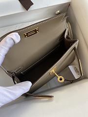 Kitlife Hermes Mini Kelly Chèvre Bag Grey Epsom Leather Gold Buckle 19cm - 6
