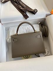 Kitlife Hermes Mini Kelly Chèvre Bag Grey Epsom Leather Gold Buckle 19cm - 5