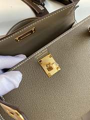 Kitlife Hermes Mini Kelly Chèvre Bag Grey Epsom Leather Gold Buckle 19cm - 4