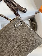 Kitlife Hermes Mini Kelly Chèvre Bag Grey Epsom Leather Gold Buckle 19cm - 2