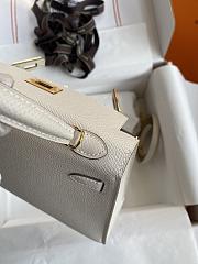 Kitlife Hermes Mini Kelly Chèvre Bag Off-White Epsom Leather Gold Buckle 19cm - 4
