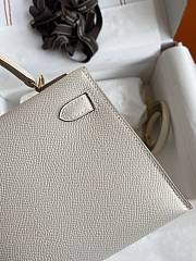 Kitlife Hermes Mini Kelly Chèvre Bag Off-White Epsom Leather Gold Buckle 19cm - 3