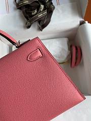 Kitlife Hermes Mini Kelly Chèvre Bag Pink Epsom Leather Silver Buckle 19cm - 6