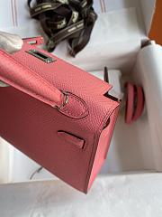 Kitlife Hermes Mini Kelly Chèvre Bag Pink Epsom Leather Silver Buckle 19cm - 5