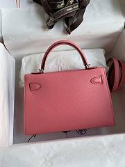 Kitlife Hermes Mini Kelly Chèvre Bag Pink Epsom Leather Silver Buckle 19cm - 3