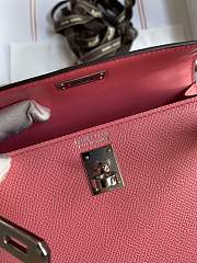 Kitlife Hermes Mini Kelly Chèvre Bag Pink Epsom Leather Silver Buckle 19cm - 2