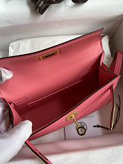 Kitlife Hermes Mini Kelly Chèvre Bag Pink Epsom Leather Gold Buckle 19cm - 6