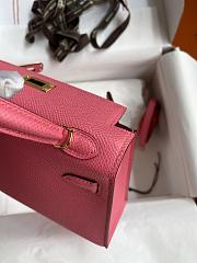 Kitlife Hermes Mini Kelly Chèvre Bag Pink Epsom Leather Gold Buckle 19cm - 5