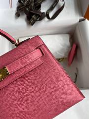 Kitlife Hermes Mini Kelly Chèvre Bag Pink Epsom Leather Gold Buckle 19cm - 4