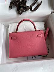 Kitlife Hermes Mini Kelly Chèvre Bag Pink Epsom Leather Gold Buckle 19cm - 3