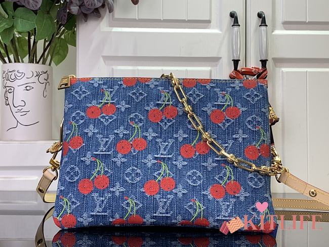 Kitlife Louis Vuitton x TM Coussin PM Cherry Monogram Denim M14978 26x20x12cm - 1