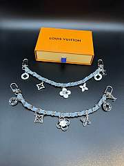 Kitlife Louis Vuitton Four-leaf Clover Blue Denim Chain Pendant Gold Buckle - 6