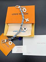 Kitlife Louis Vuitton Four-leaf Clover Blue Denim Chain Pendant Gold Buckle - 5