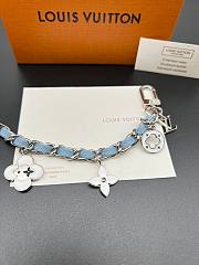 Kitlife Louis Vuitton Four-leaf Clover Blue Denim Chain Pendant Gold Buckle - 2