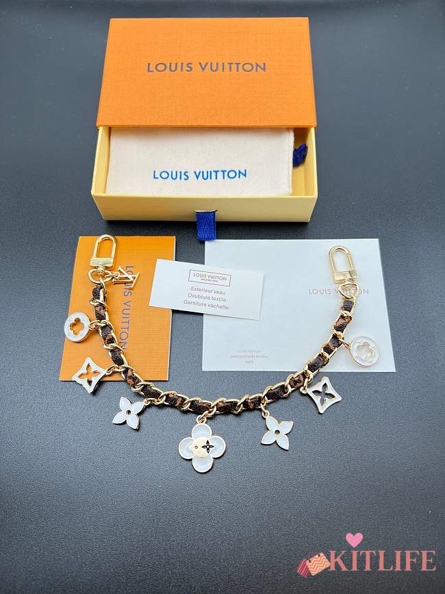 Kitlife Louis Vuitton Four-leaf Brown Denim Chain Pendant Gold Buckle - 1