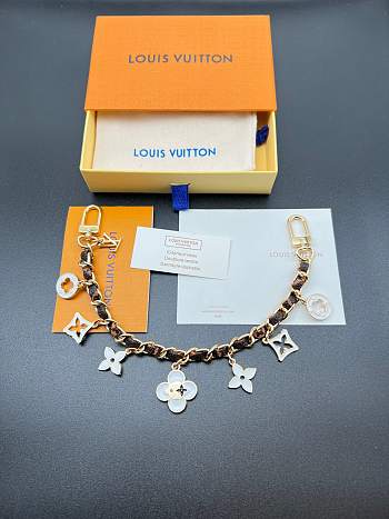 Kitlife Louis Vuitton Four-leaf Brown Denim Chain Pendant Gold Buckle