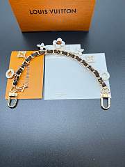 Kitlife Louis Vuitton Four-leaf Brown Denim Chain Pendant Gold Buckle - 3