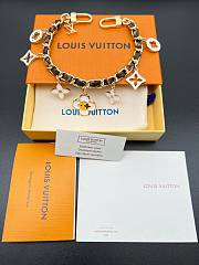 Kitlife Louis Vuitton Four-leaf Brown Denim Chain Pendant Gold Buckle - 2