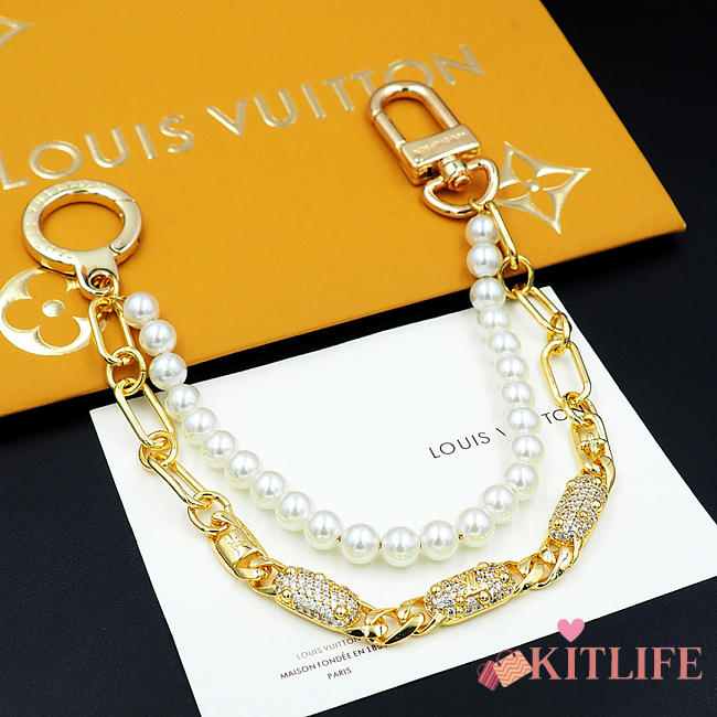 Kitlife Louis Vuitton Pearl and Diamond Double-layer Chain Gold Buckle - 1