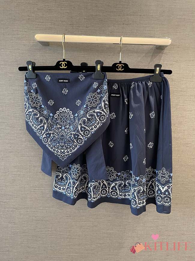 Kitlife Miu Miu 25 Square Bandana & Skirt Set Dark Blue - 1