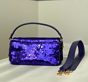 Kitlife Fendi Baguette Dark Purple Sequin And Leather Bag 27x15x6cm - 2