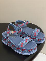Kitlife Louis Vuitton Maya Platform Thick-soled Sandals Cherry Blue Denim - 1
