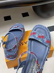 Kitlife Louis Vuitton Maya Platform Thick-soled Sandals Cherry Blue Denim - 3