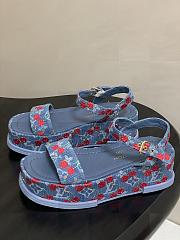 Kitlife Louis Vuitton Maya Platform Thick-soled Sandals Cherry Blue Denim - 5