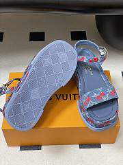 Kitlife Louis Vuitton Maya Platform Thick-soled Sandals Cherry Blue Denim - 6