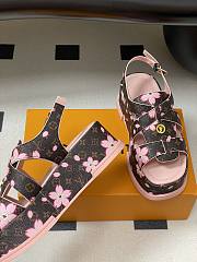Kitlife Louis Vuitton Maya Platform Thick-soled Sandals Cherry Pink Brown - 6