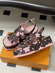 Kitlife Louis Vuitton Maya Platform Thick-soled Sandals Cherry Pink Brown - 4