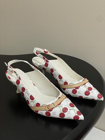 Kitlife Louis Vuitton 6AM Slingback Sandals Cherry White