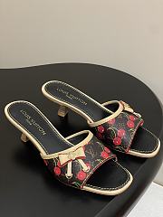 Kitlife Louis Vuitton Kitten Heel Bowknot Sandals Cherry Brown - 1